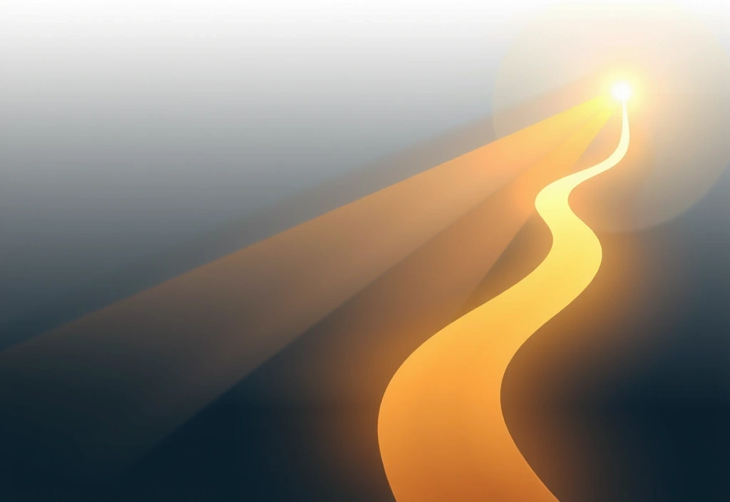 Representación abstracta de un camino ascendente hacia el bienestar, con elementos gráficos que simbolizan salud, felicidad y progreso