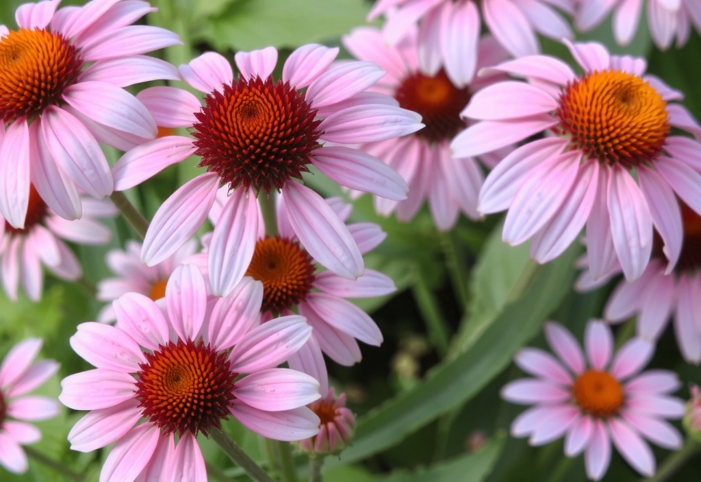 Hojas y flores de equinácea