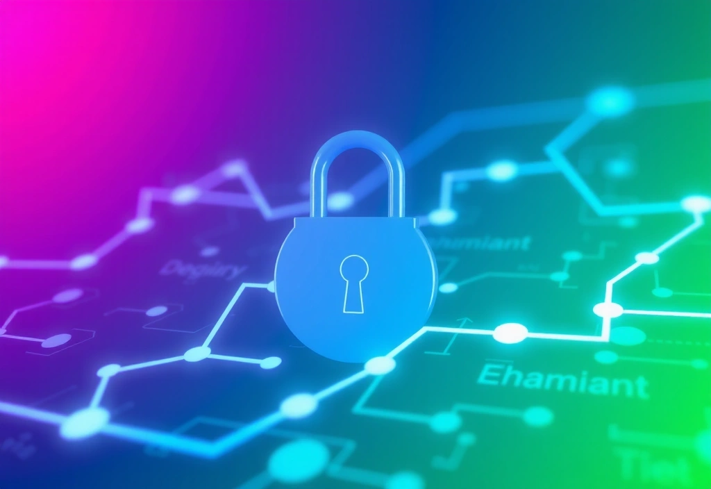 Candado digital de seguridad en un fondo tecnológico