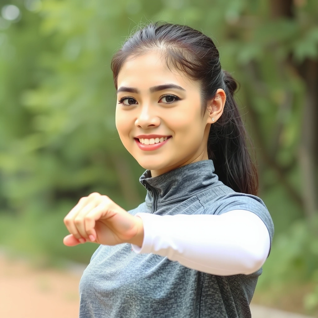 Elena Soto, Licenciada en Ciencias del Deporte y Entrenadora Personal, haciendo ejercicio al aire libre.